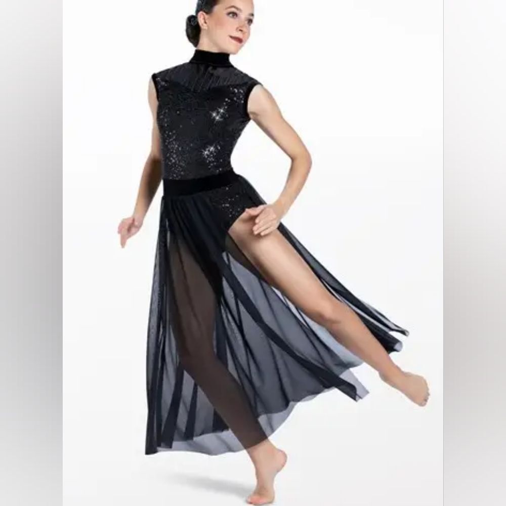 Weissman 13577 Cherry Wine Black Sequin Mock Neck Maxi Dance Dress SA Small